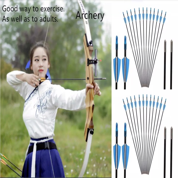 30x Fiberglass Archery Arrows for Compound&Recurve Bow Target Shooting Practice