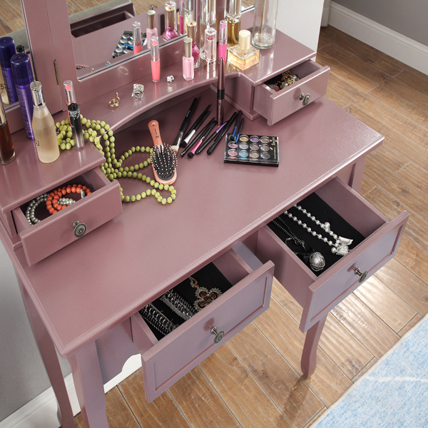 Wooden Vanity Make Up Table and Stool Set, Rose ld