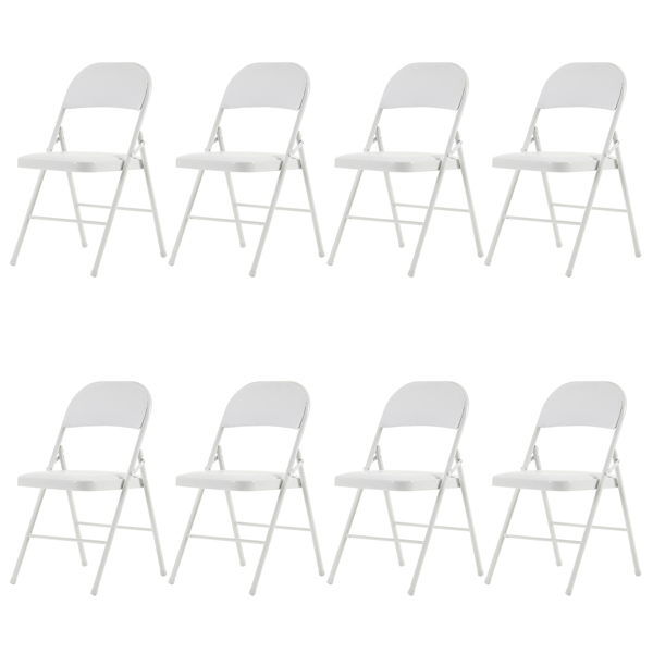 【Old Code：33292149】4pcs Elegant Foldable Iron & PVC Chairs for Convention & Exhibition White