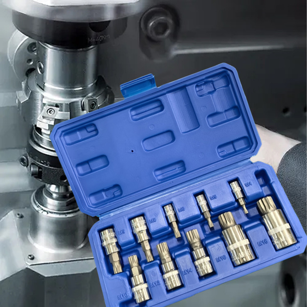 10 piece plum blossom drill bit socket set spline set three way socket drill bit plum blossom wrench set for maintenance DIY