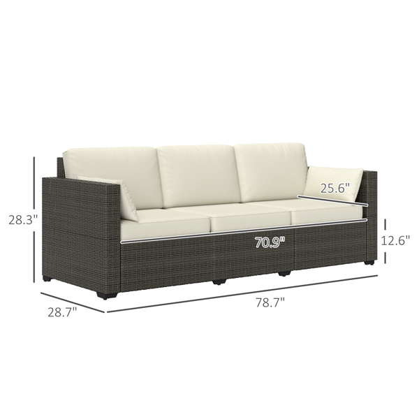 Rattan Three-Seat Sofa