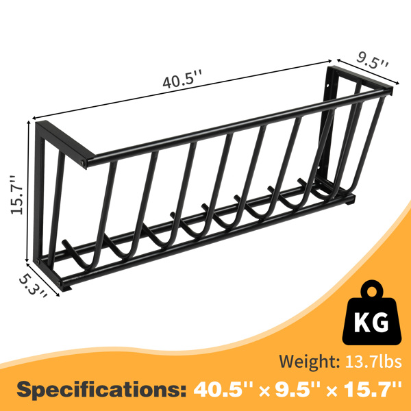 Large Capacity Hay Feeder, Heavy-Duty Steel Goat Hay Rack, 40.8" Long Wall Mounted Horse Hay Holder, Multiple Sided Feeding Rack for Sheep Farm Livestock Indoor Outdoor, BLACK