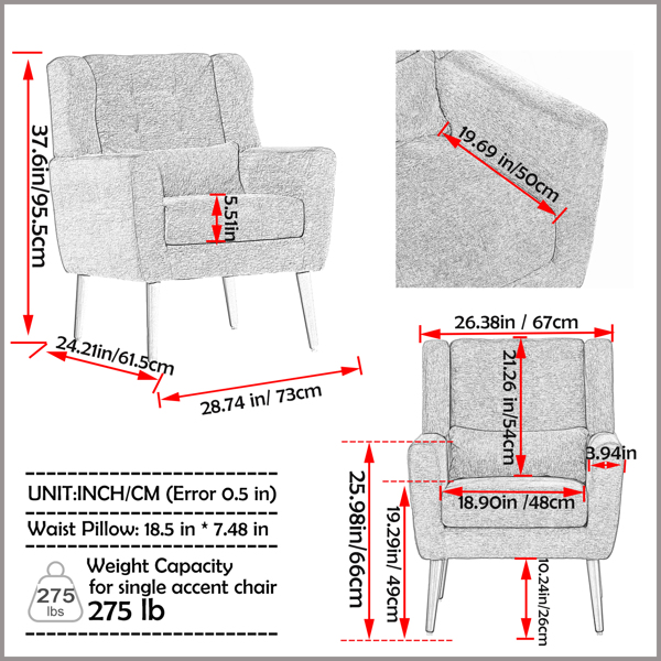 Modern Chair,Teddy Fabric Living Room Chairs Comfy Reading Chair,Mid Century Chair, Lounge Arm Chairs Armchair for Living Room Bedroom (White)