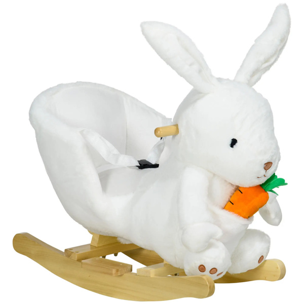 Baby rocking horse toy with music playback  White rabbit shape