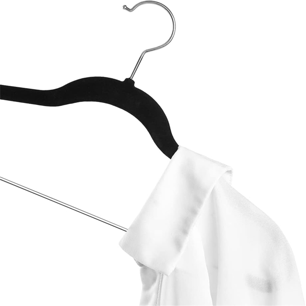 30PCS Black Velvet Hangers, with Adjustable Clips, 16.7-inch Long Velvet Hangers, Adjustable Clips, Heavy Duty, Non-slip Dress Hangers, Space Saving Pants, Skirts, Coats, Dresses