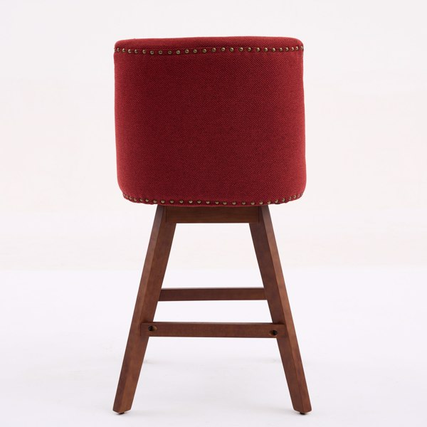 Counter Height Swivel Barstools, 26'' H Seat Height Upholstered Bar Stools Set of 2, Fabric in Wine Red