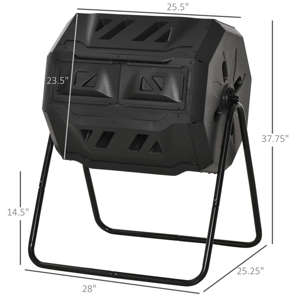 Black tumbling outdoor compound fertilizer drum 162L