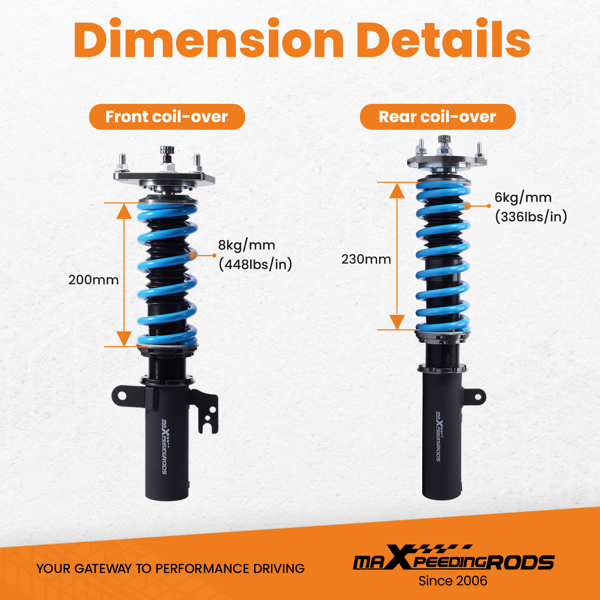 24 Step Damper Coilovers Shocks Lowering Kit for Toyota Camry L/LE/XLE 12-17