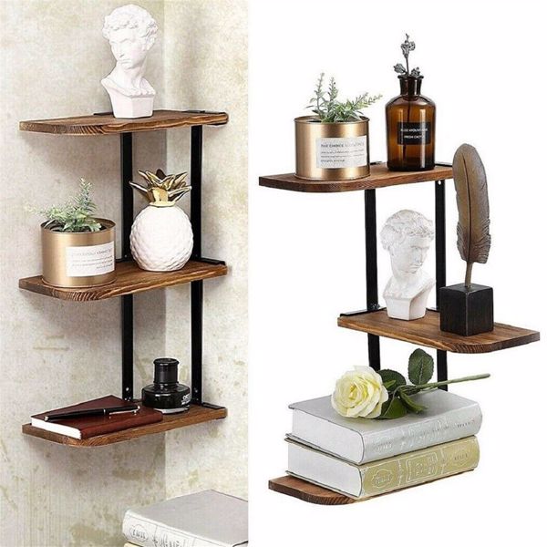 3 Tier Lucca Corner Shelf Modern Floating Wall Shelves Storage Display Shelving