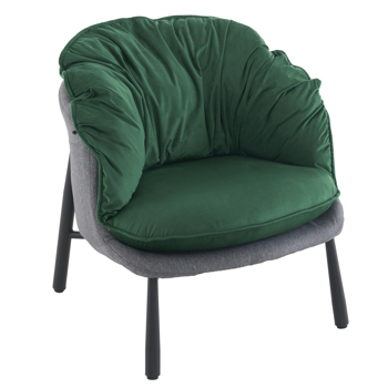 Velvet Accent Chair Barrel Chair with Metal Legs Modern Comfy Armchair Accent Reading Chair for Living Room, Bedroom, Study Room, Home Office Green