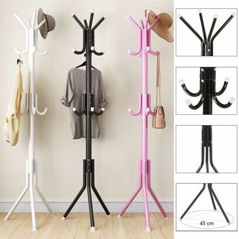 Coat Stand Coat/Hat/Jacket/Umbrella Floor Standing Rack Clothes Hanger Hooks UK