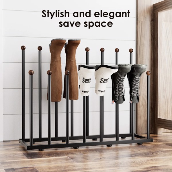 Boot Rack Organizer for 8 Pairs, Free Standing Boot Storage Metal Shoe Rack Fit for Tall Boots