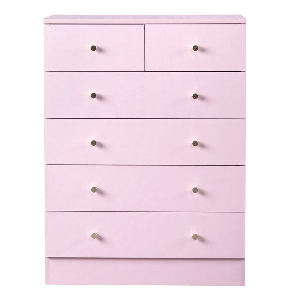 Modern Simple 6-Drawer Dresser Pink