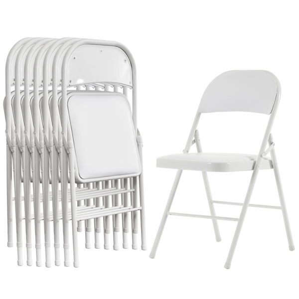 【Old Code：33292149】4pcs Elegant Foldable Iron & PVC Chairs for Convention & Exhibition White