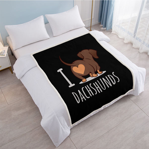 Dachshund Lovers Sherpa Blanket Cute Dachshund Animal Fleece Reversible Blanket Wiener Sausage Dog 3D Printed Reversible Bed or Couch Throw 50*60 Inches