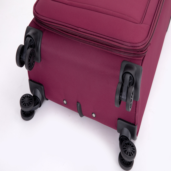 3-Piece Set (18/Travelbag /toiletry bag) ,Softshell Suitcase Spinner Wheels Terylene Polyester Luggage Sets Carry On Suitcase Luggage Lightweight Durable Suitcase WINE RED