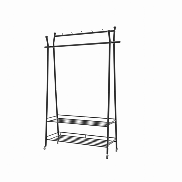 1pc, Double layer  Garment Rack with Wheels, Freestanding Clothing Rack for Hanging Clothes,Multi-functional Bedroom Clothes Rack