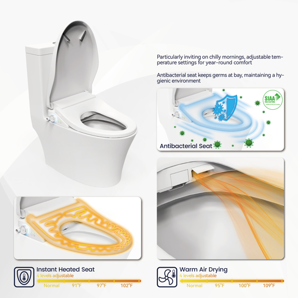 Smart Bidet Toilet Seat with Side Knob Adjustable Heated Seat with Water Temperature and Pressure Adjustment Portable with Automatic Nozzle Cleaning and Sensor Open Lid[Unable to ship on weekends]