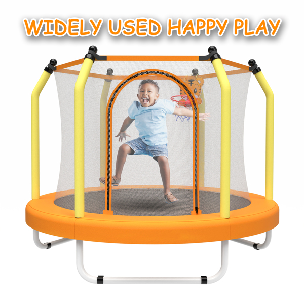 55-inch Trampoline for Kids Indoor & Outdoor Small Toddler Trampoline with Basketball Hoop