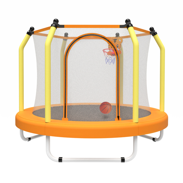 55-inch Trampoline for Kids Indoor & Outdoor Small Toddler Trampoline with Basketball Hoop