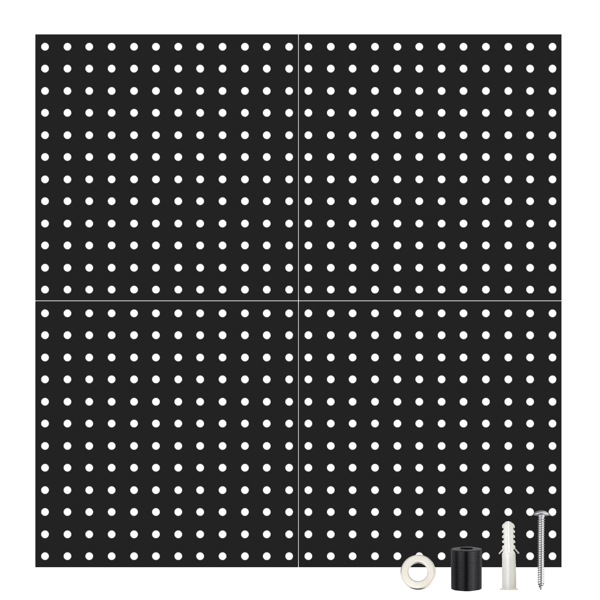 Metal Pegboard Panels for Wall Garage Utility Tools Pegboard Storage System for Workbench, Shop, Modular Peg Board Organizer Board Kit(Pack of 8, Black)