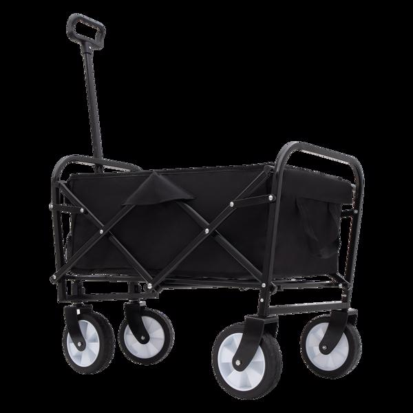 Multi-use Bag Collapsible Foldable Wagon Cart Beach Wagon Heavy Duty Utility Cart Utility Wagon Grocery Cart for for Camping ,3pcs  plastic Liner bag /Cover ,black