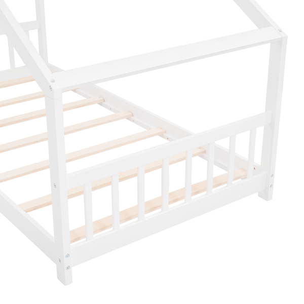 Twin Size House Bed Wood Bed, White)