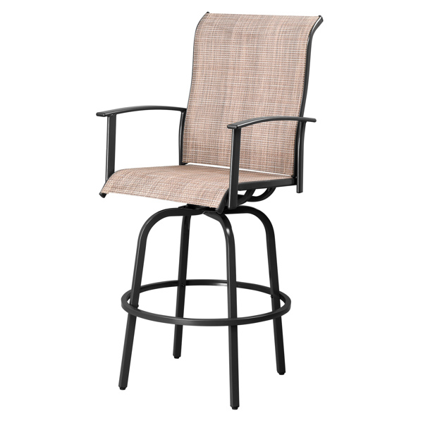 2pcs Wrought Iron Swivel Bar Chair Patio Swivel Bar Stools Black