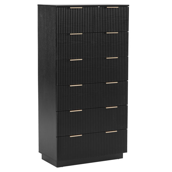 FCH Black P2 Particle Board and Density Board 7241141cm Wavy Pattern Drawer Front Six-Level Seven-Drawer Cabinet