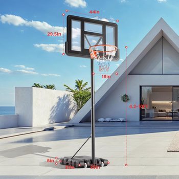 Basketball Hoop Outdoor Portable Goals Court System 4.2-10Ft Adjustable Height, 44 Inch Shatterproof Backboard & Enlarged Base, Gifts for Kids/Youth/Adults in Backyard/Driveway/Indoor