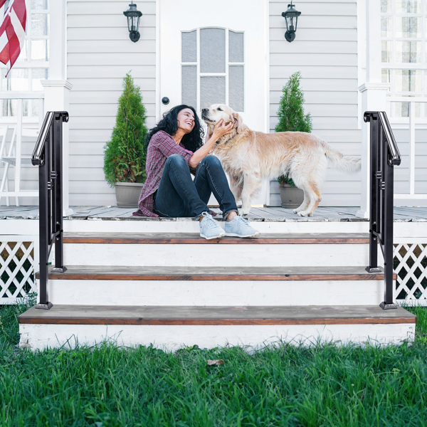 Matte Black Outdoor 1st Tier Iron Handrail