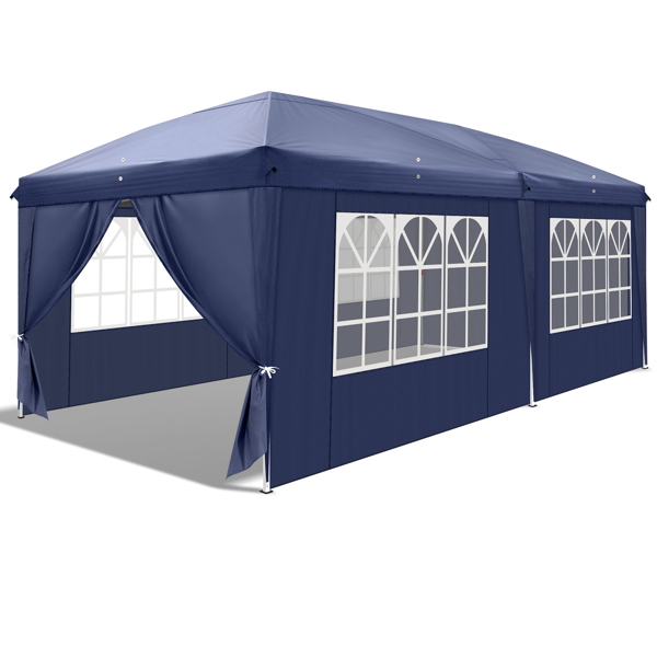 3 x 6m Four Windows Practical Waterproof Folding Tent Blue