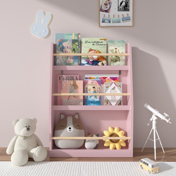 3 Tier Kids Book Shelf,Kids Book Rack, Helps Keep Bedrooms, Playrooms, and Classrooms Organized,Pink