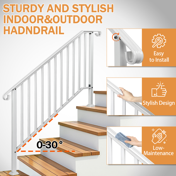 Outdoor 4 Level Iron Handrail Matte White