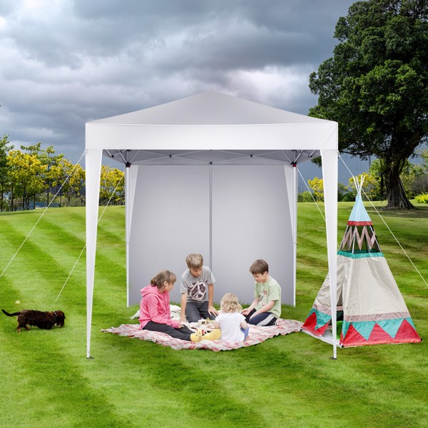 6.5x6.5ft Pop Up Canopy Tent, Outdoor Tent Canopy Foldable Portable Canopies for Camping, Patio, Easy Up Gazebo Canopy with Carry Bag, White