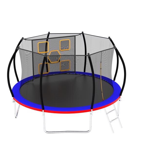 12FT Trampoline with Enclosure - Recreational Trampolines with Ladder, ASTM Approval Outdoor Trampoline for Kids