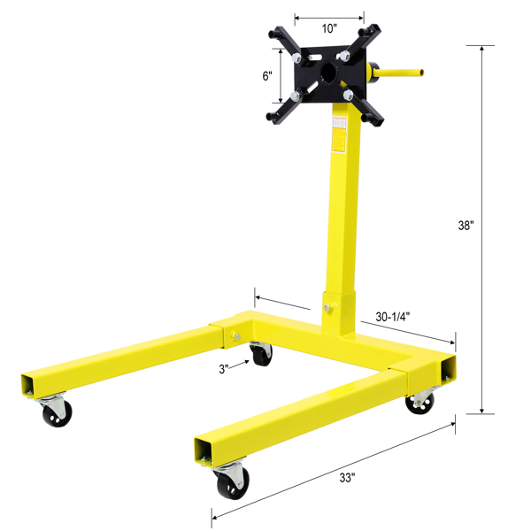 Engine Stand  1250 LBS Capacity360 Degree Adjustable Mounting Head Easy Assembly Disassembly  4 Ball-Bearing Swivel Caster Wheels Heavy-Duty Square Steel Frame