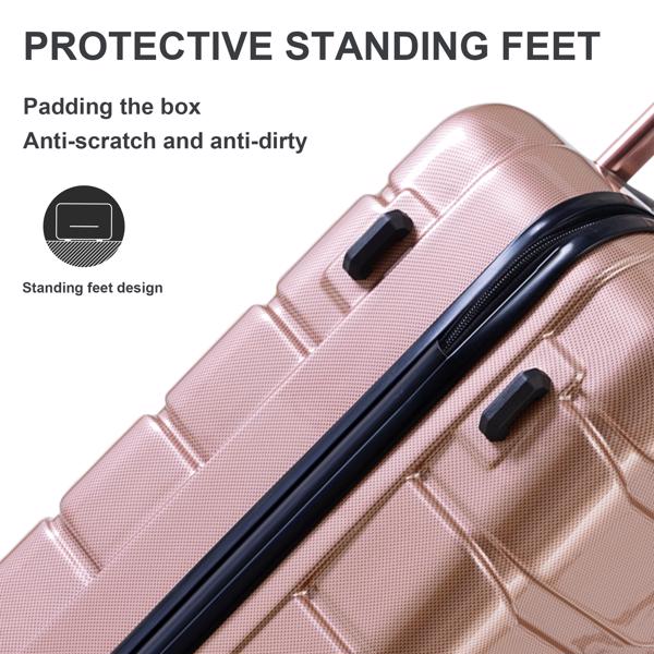 Luggage Sets ABS+PC Hardshell 3pcs Clearance Luggage Hardside Lightweight Durable Suitcase sets Spinner Wheels Suitcase with TSA Lock (20/24/28), RoseGold