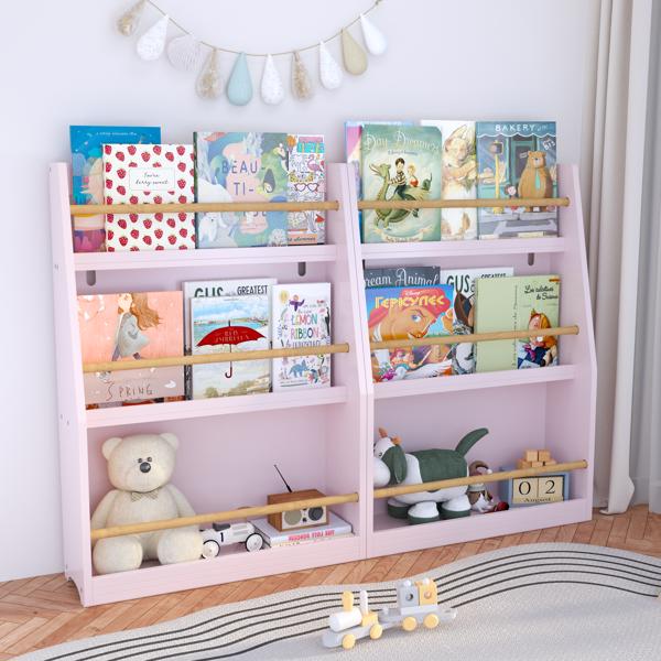 3 Tier Kids Book Shelf,Kids Book Rack, Helps Keep Bedrooms, Playrooms, and Classrooms Organized,Pink