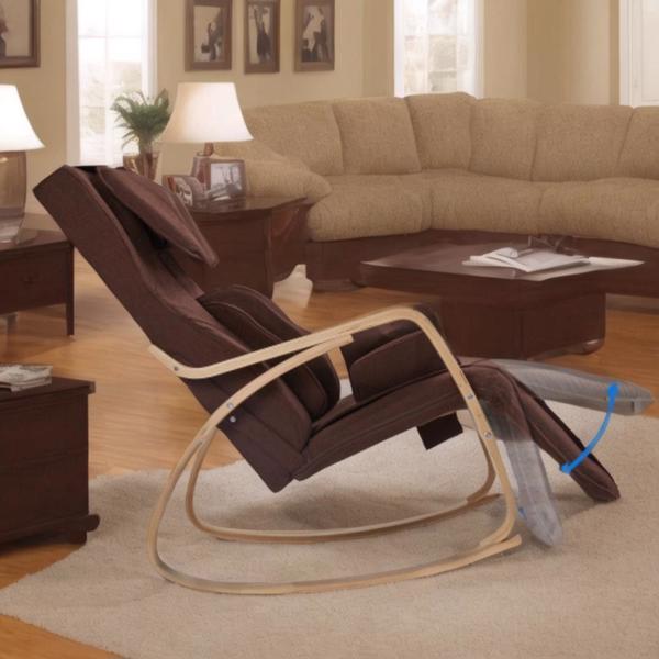 Full massage function-Air pressure-Comfortable Relax Rocking Chair, Lounge Chair Relax Chair with Cotton Fabric Cushion Brown