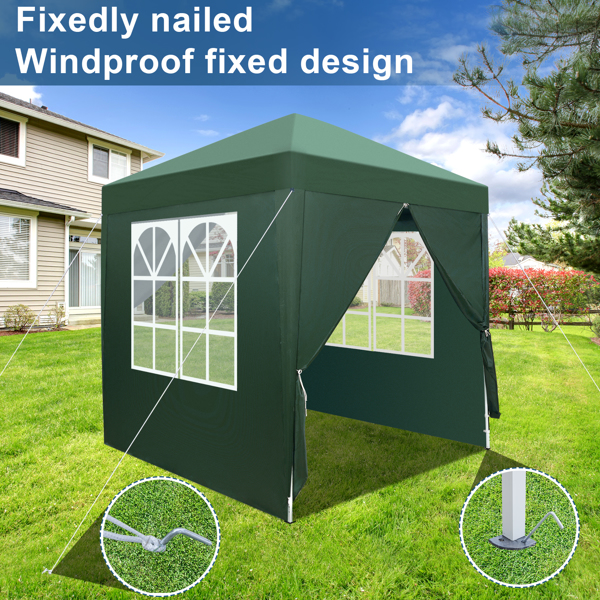 2 x 2m Two Doors & Two Windows Practical Waterproof Right-Angle Folding Tent Green