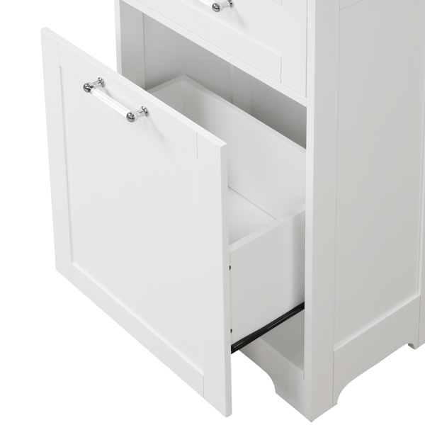 Tall Bathroom Storage Cabinet, Freestanding Storage Cabinet with Two Different Size Drawers and Adjustable Shelf, MDF Board with Painted Finish, White