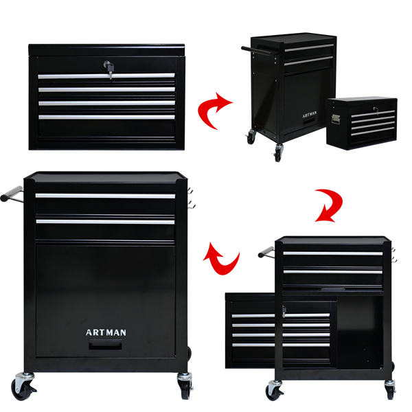 High Capacity Rolling Tool Chest with Wheels and Drawers, 6-Drawer Tool Storage Cabinet--BLACK