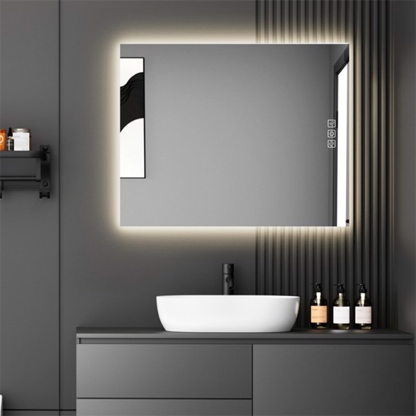 40" x 32" LED Bathroom Mirror Bright Backlight, 5 Mins Defog, Full HD Reflected Wall Mounted ,3 Colors Stepless Dimmable ,Memory Function, Anti-Fog[Unable to ship on weekends, please note that]