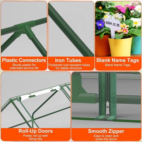 70.86*33.46*37.4 in Portable Mini Greenhouse With Roll-Up Zipper Doors Waterproof UV-Resistant PVC Cover Hot House For Indoor Outdoor Garden Patio Backyard 