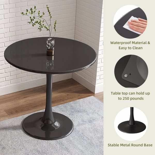 Modern Round Dining Table, ∅31.5'' Kitchen Dining Room Furniture, Coffee Table, Leisure Table, Living Room Table, Black, Christmas Gifts, Christmas Selections