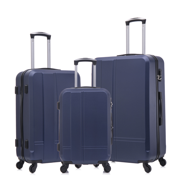 Luggage set of 3 pieces (20/24/28) - Luggage set - Wheel luggage - ABS durable and lightweight rotating hard shell luggage (blue)