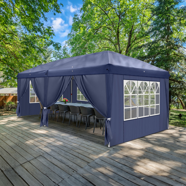 3 x 6m Four Windows Practical Waterproof Folding Tent Blue