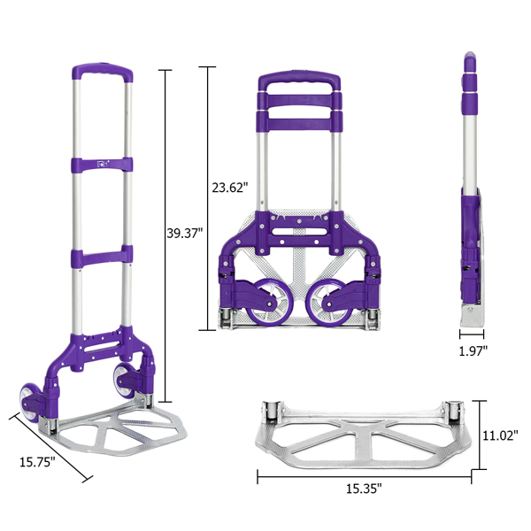 Portable Foldable Telescopic Trolley Trolley Luggage Trolle Purple