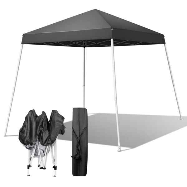 6x6ft Pop Up Canopy Tent, Outdoor Tent Canopy Foldable Portable Canopies for Camping, Patio, Easy Up Gazebo Canopy with Carry Bag Slant Legs, Dark Grey